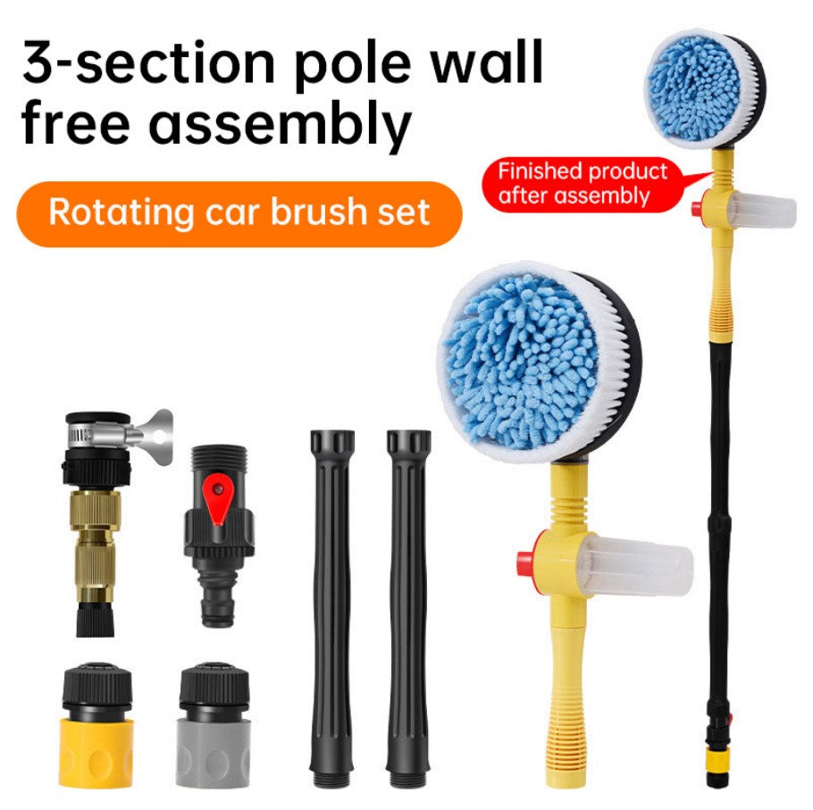 Long Handle Automatic Foaming Water Power Car Wash Brush Chenille Microfiber Car Wash Mop_0