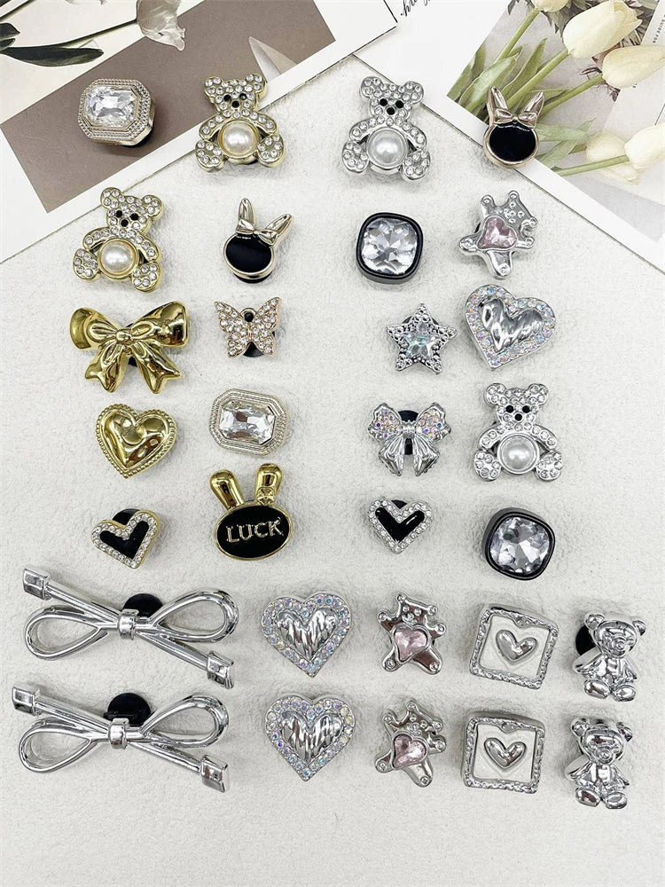 10 Pcs Luxury Rhinestone  Bogg bag Charms